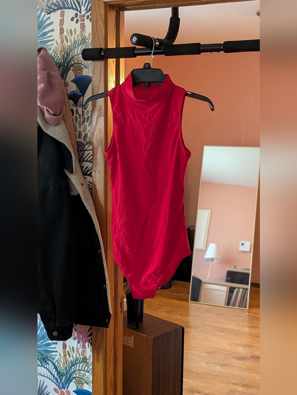Sleeveless High Neck Red Bodysuit